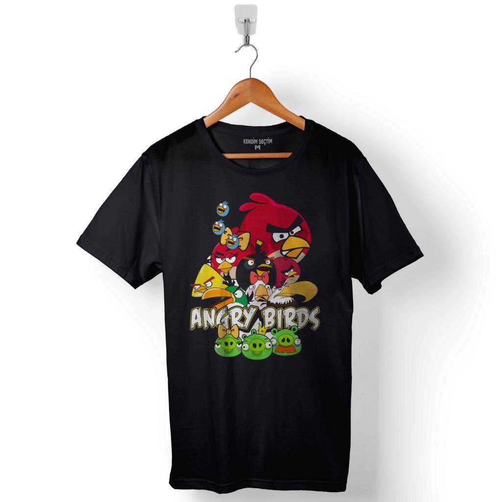 Angry Bırds Crazy Kuş Baskılı Tişört Unisex T-Shirt - 1