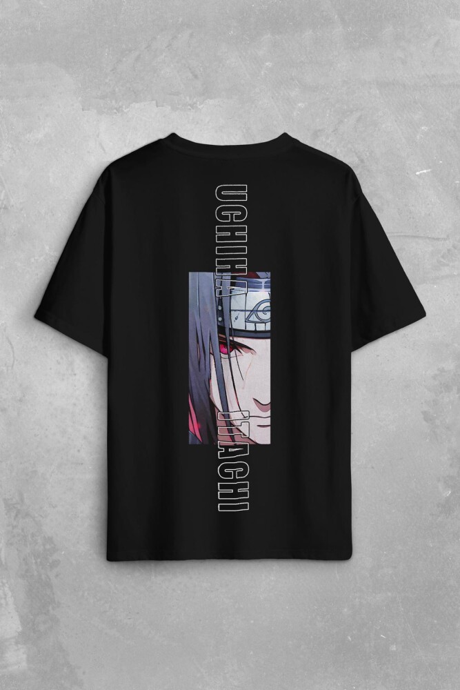 Anime Itachi Uchiha Naruto Manga Konoha Sharingan Baskılı Unisex Oversize T-shirt - 1