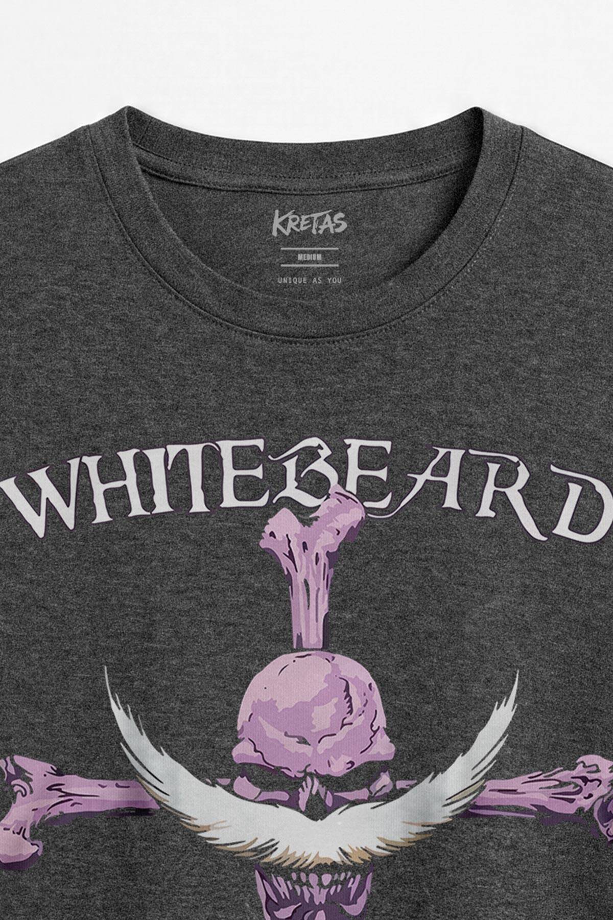 Anime Manga One Piece Whitebeard Pirates Luffy Regular Unisex Antrasit Melanj Tişört - 2