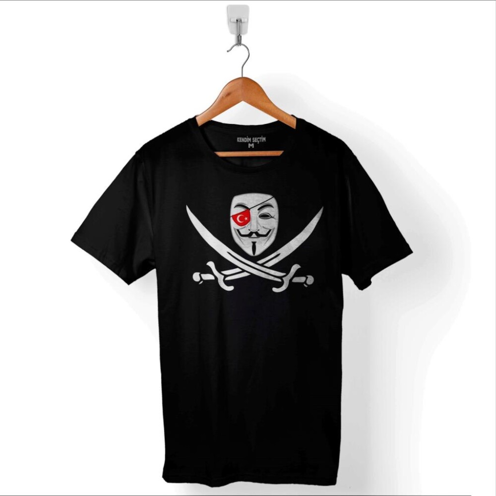 Anonymous Turkey Türk Hacker Bilgisayar Yazılım Baskılı Tişört Unisex T-Shirt - 1