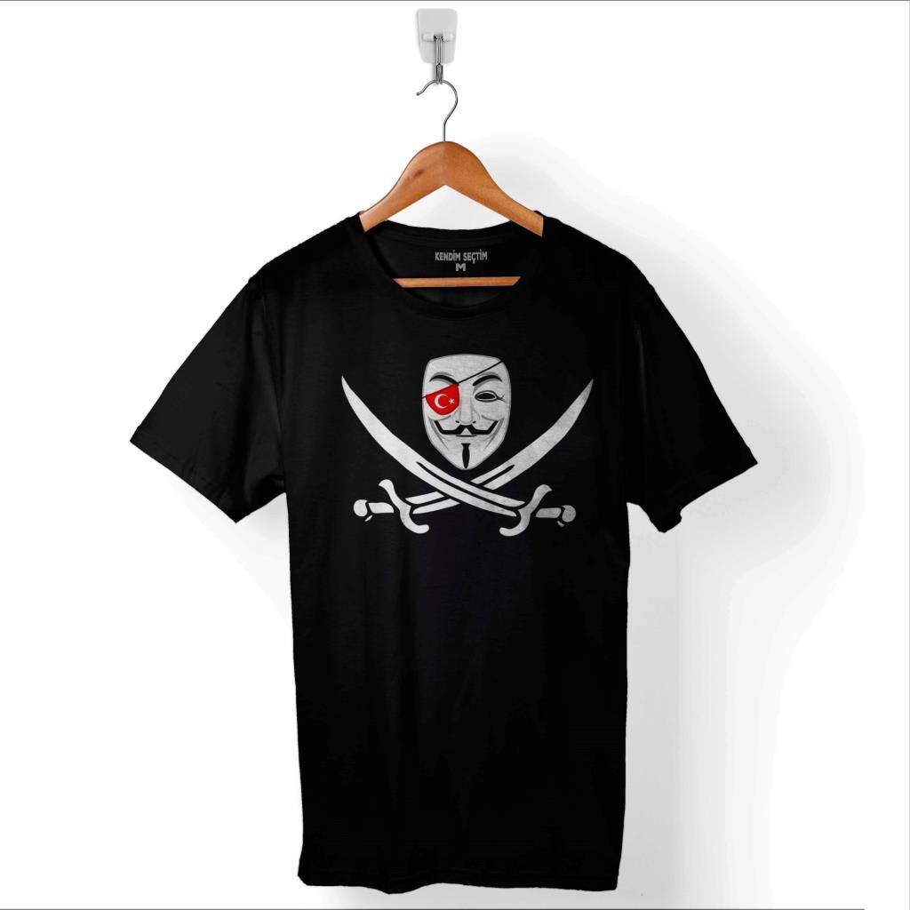 Anonymous Turkey Türk Hacker Bilgisayar Yazılım Baskılı Tişört Unisex T-Shirt - 1