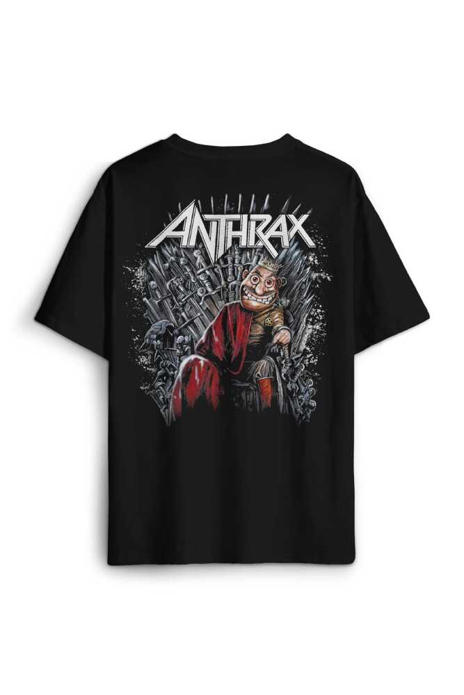 Anthrax Thrash Metal Big Four Guitar Gitar Music Baskılı Oversize T-shirt Siyah Unisex Tişört