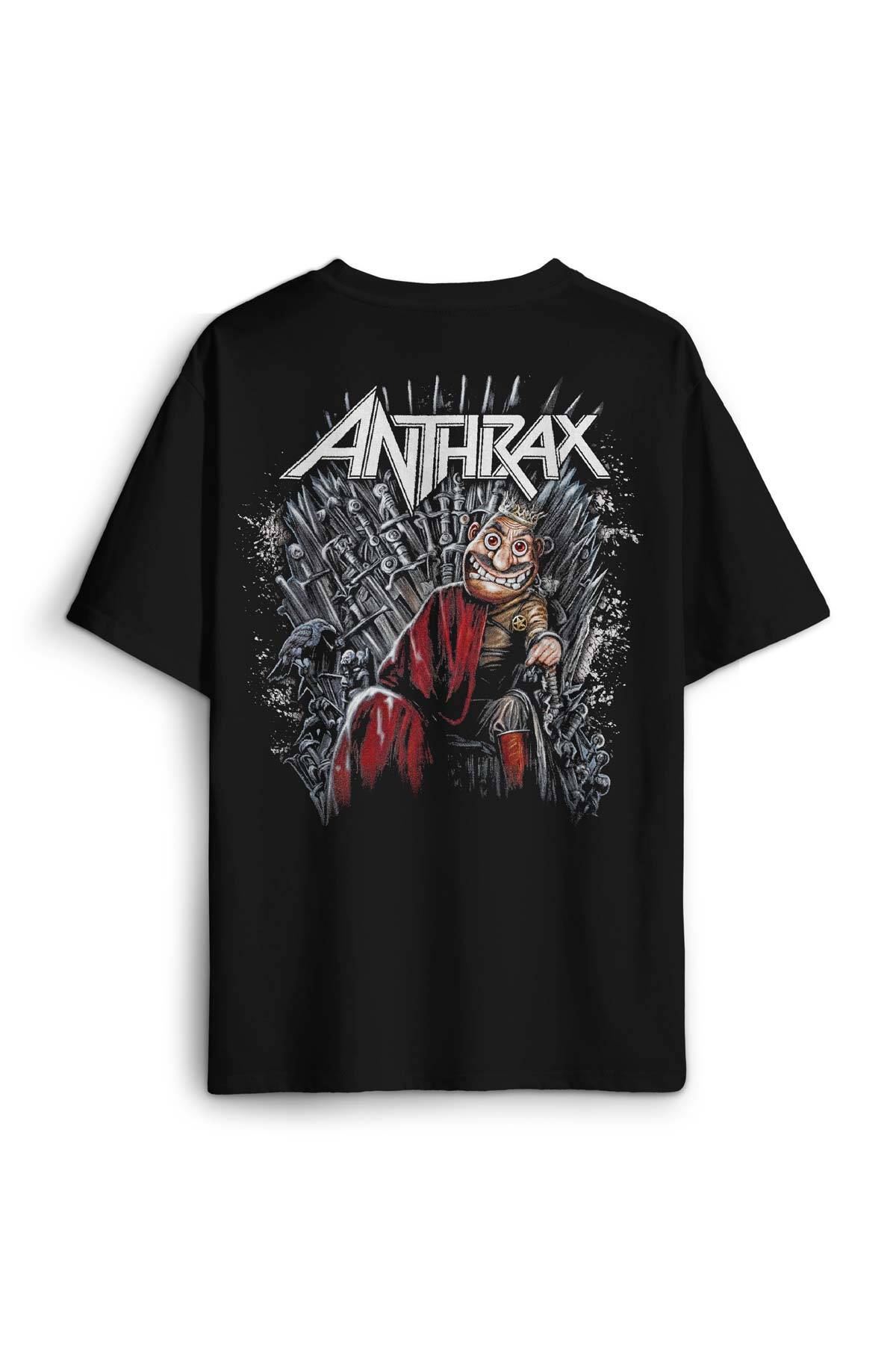 Anthrax Thrash Metal Big Four Guitar Gitar Music Baskılı Oversize T-shirt Siyah Unisex Tişört - 1