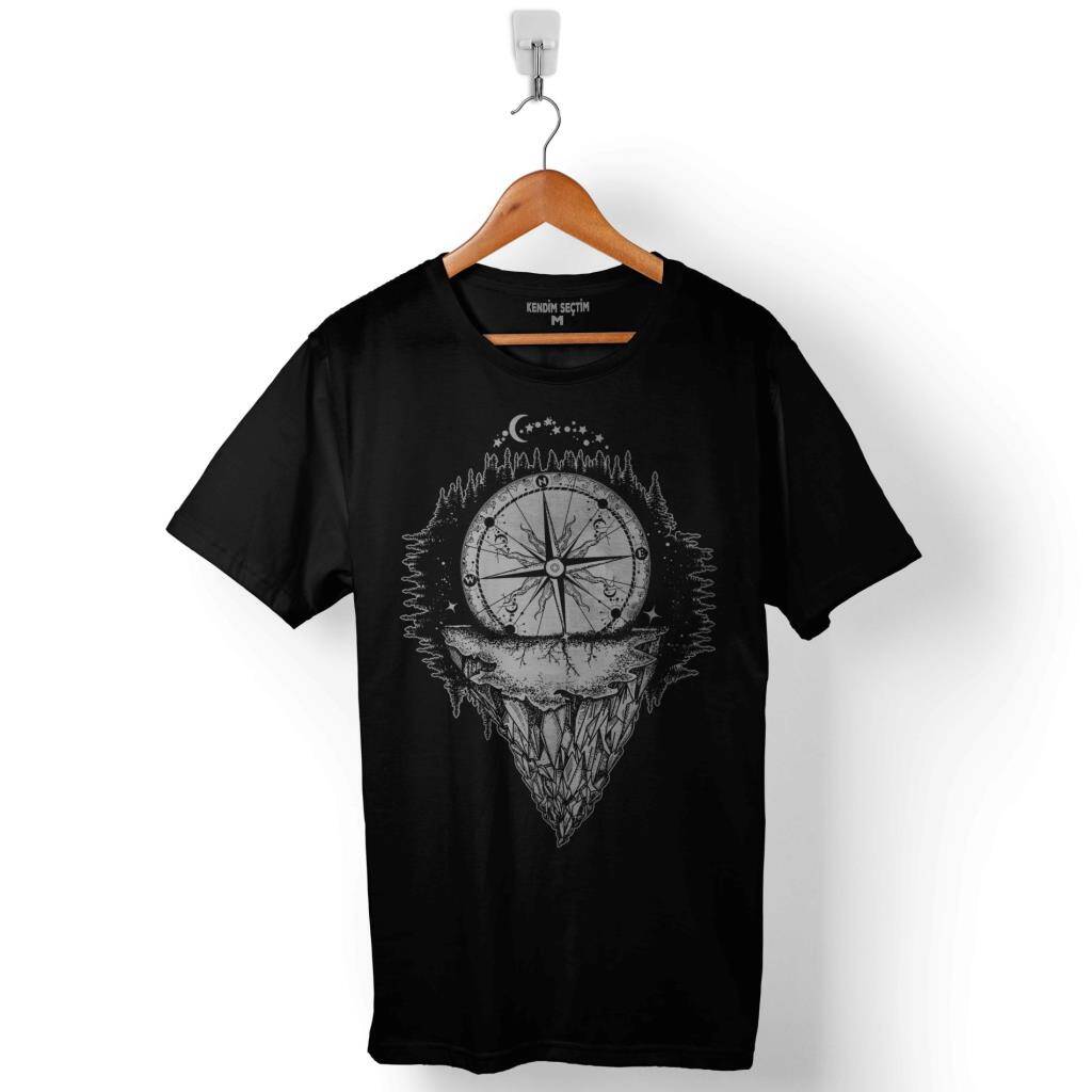 Antika Pusula Gülü Montana Antigua Coğrafya Baskılı Tişört Unisex T-Shirt - 1