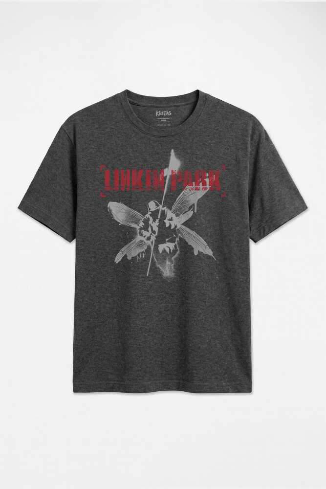 Antrasit Melanj Regular Fit Unisex Linkin Park Hybrid Theory Chester Bennington Nu Metal Tişört