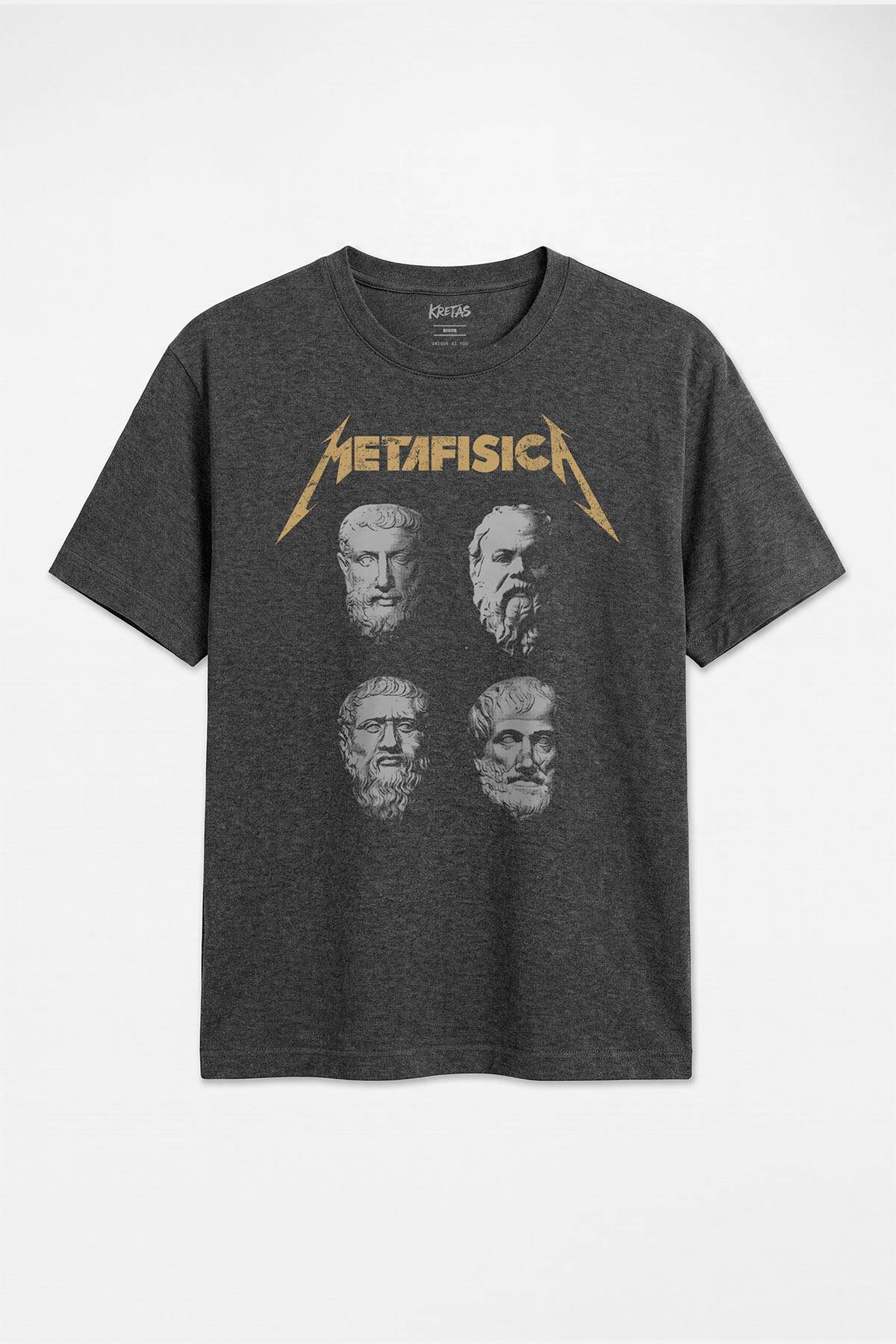 Antrasit Melanj Regular Unisex Metafisica Metafizik Felsefe Filozof Sokrates Aristo Tişört