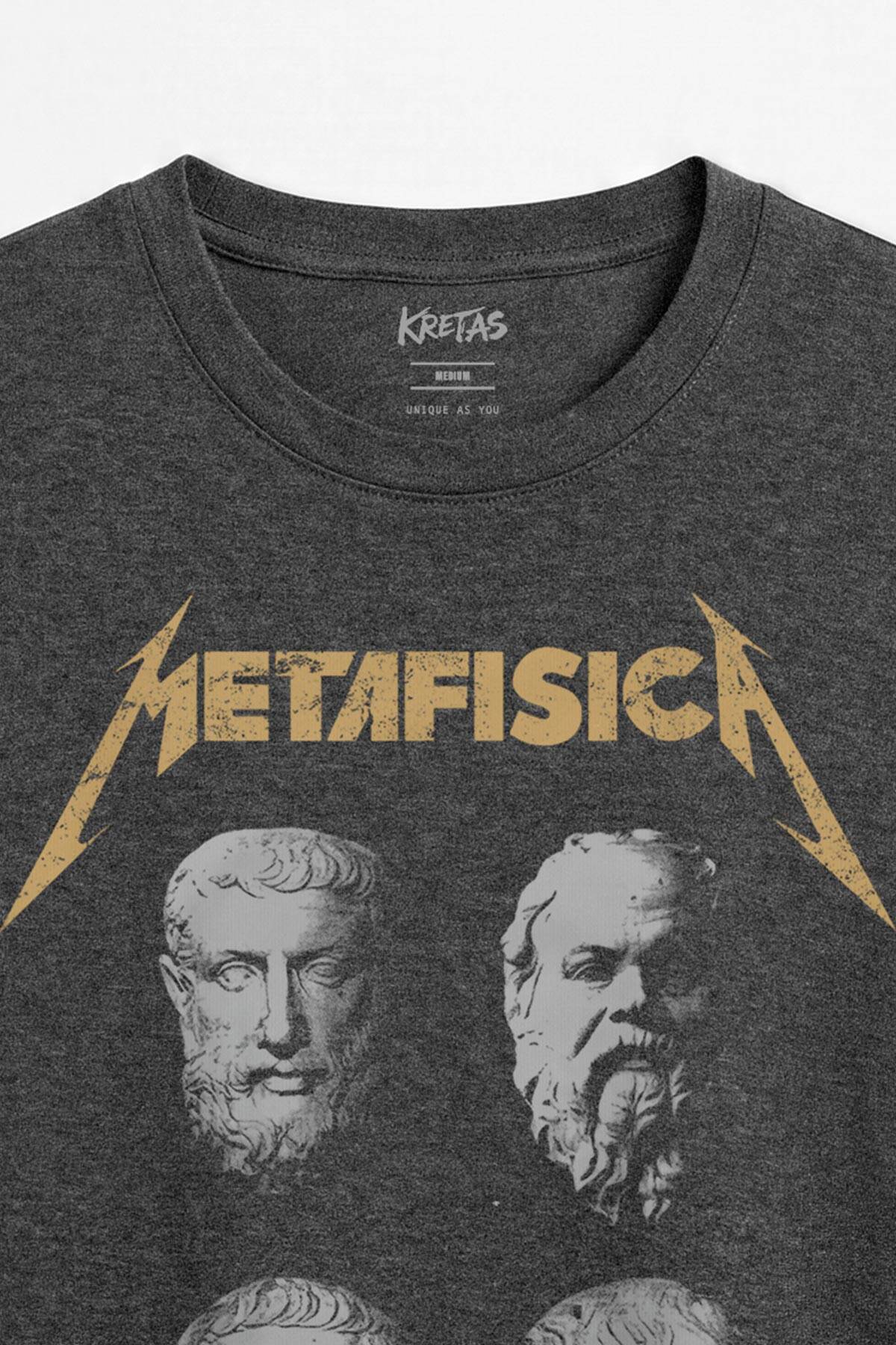 Antrasit Melanj Regular Unisex Metafisica Metafizik Felsefe Filozof Sokrates Aristo Tişört (1)