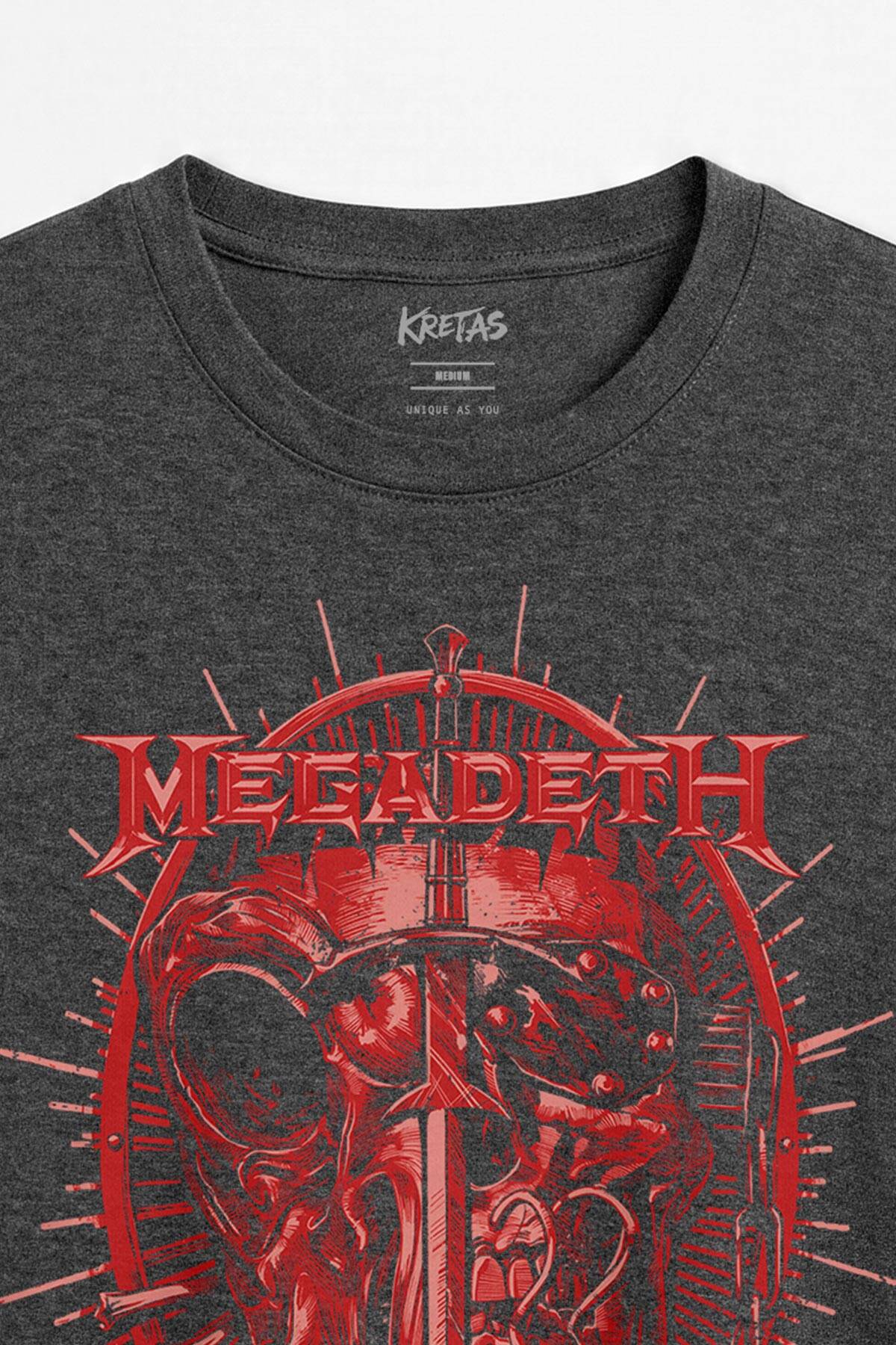Antrasit Melanj Unisex Regular Fit Megadeth Lamb Of God Thrash Groove Metal Tişört - 2