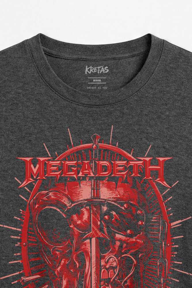 Antrasit Melanj Unisex Regular Fit Megadeth Lamb Of God Thrash Groove Metal Tişört (1)