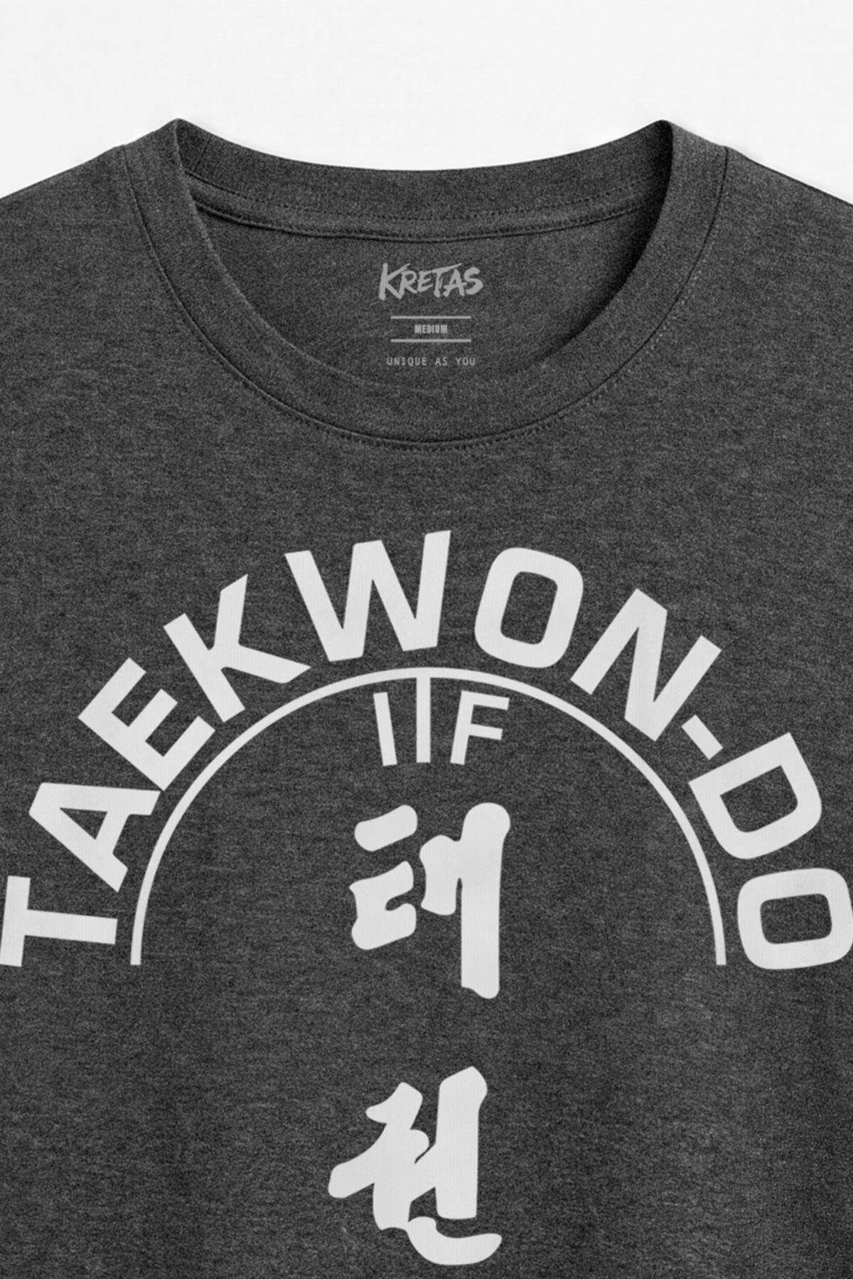 Antrasit Melanj Unisex Regular Fit Taekwon-Do Tekvando ITF Dövüş Sporu Tişört (1)