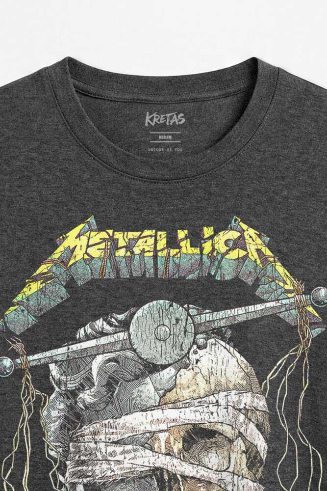 Antrasit Melanj Unisex Regular Fit Tişört Metallica And Justice For All Rock Metal Music (1)