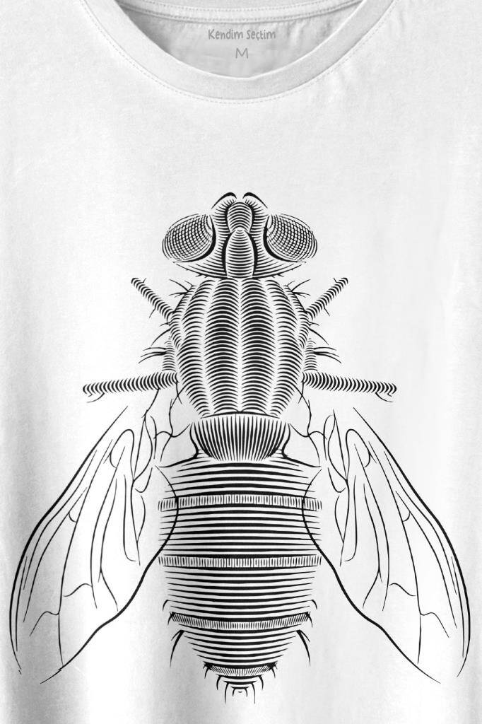 Arı Böcek Silüeti Çizimi Bal Arısı Baskılı Tişört Unisex T-shirt (1)