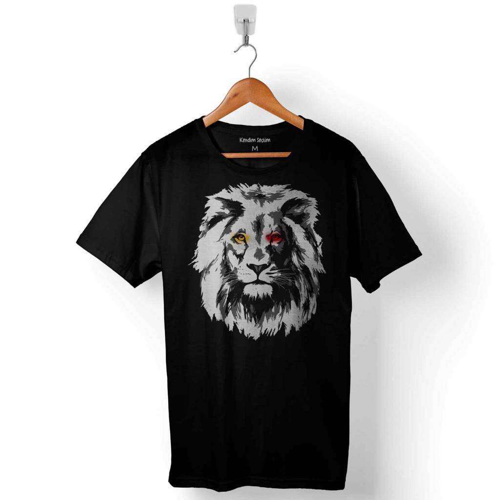 Aslan Kafa Lion Head Baskılı Tişört Unisex T-Shirt - 1