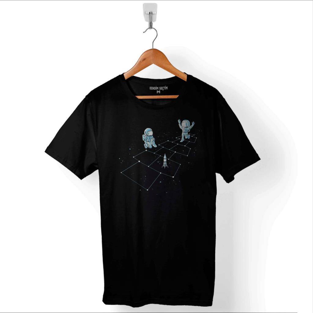 Astronot Dans Uzay Cosmos Space Galaksi Gezegen Baskılı Tişört Unisex T-Shirt - 1