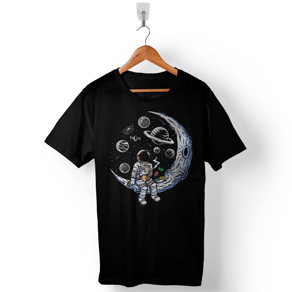 Astronot Drinkın Coffee Nasa Ay Baskılı Tişört Unisex T-Shirt - 1