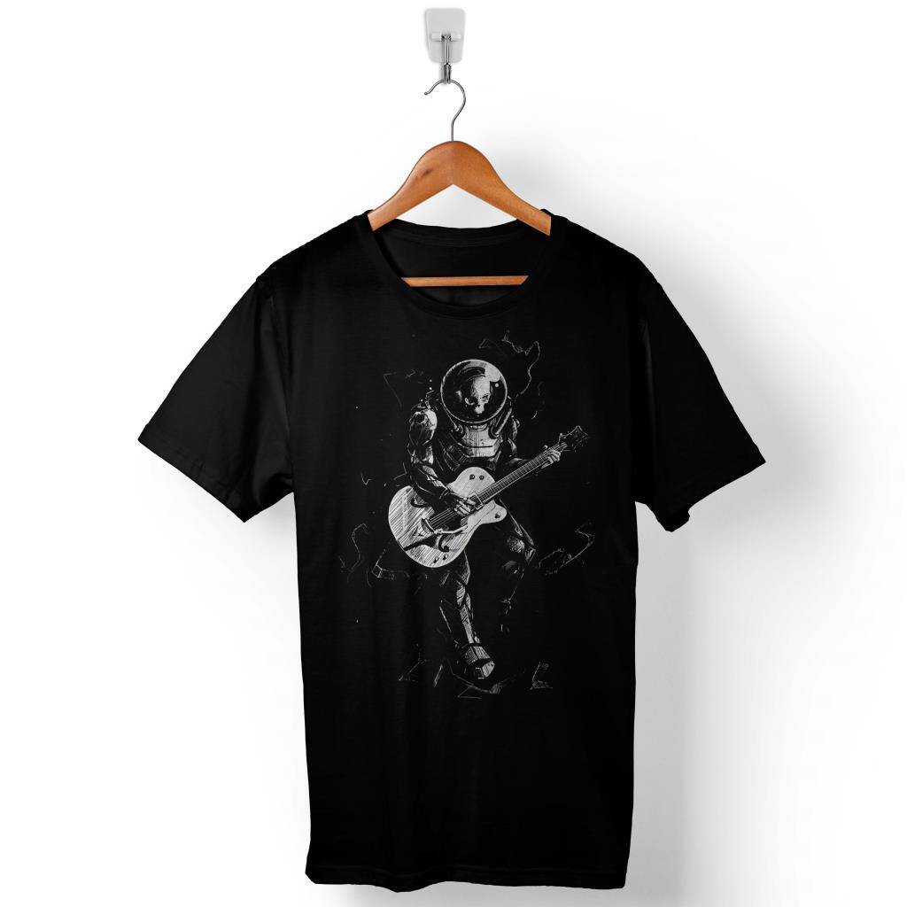 Astronot Gitar Nasa Müzik Music Uzay Cosmos Baskılı Tişört Unisex T-Shirt - 1