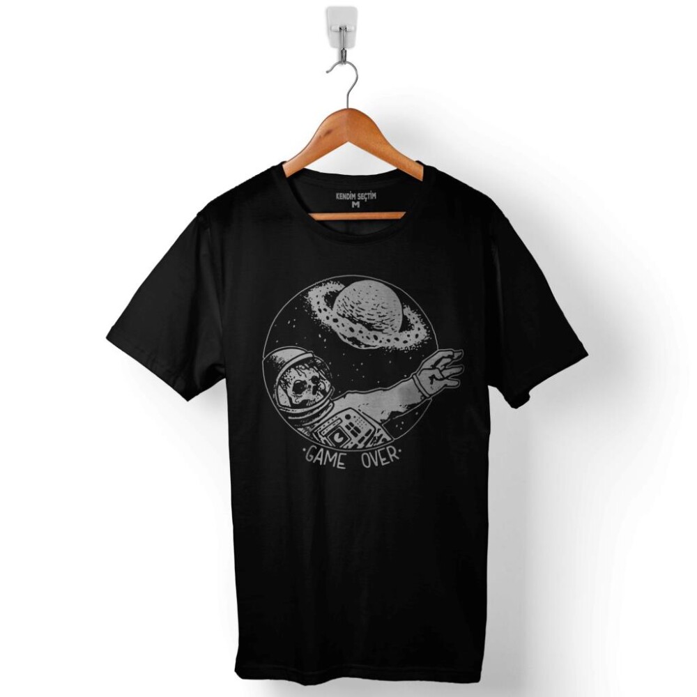 Astronot Nasa Meteor Game Over Gök Taşı Skull Baskılı Tişört Unisex T-Shirt - 1