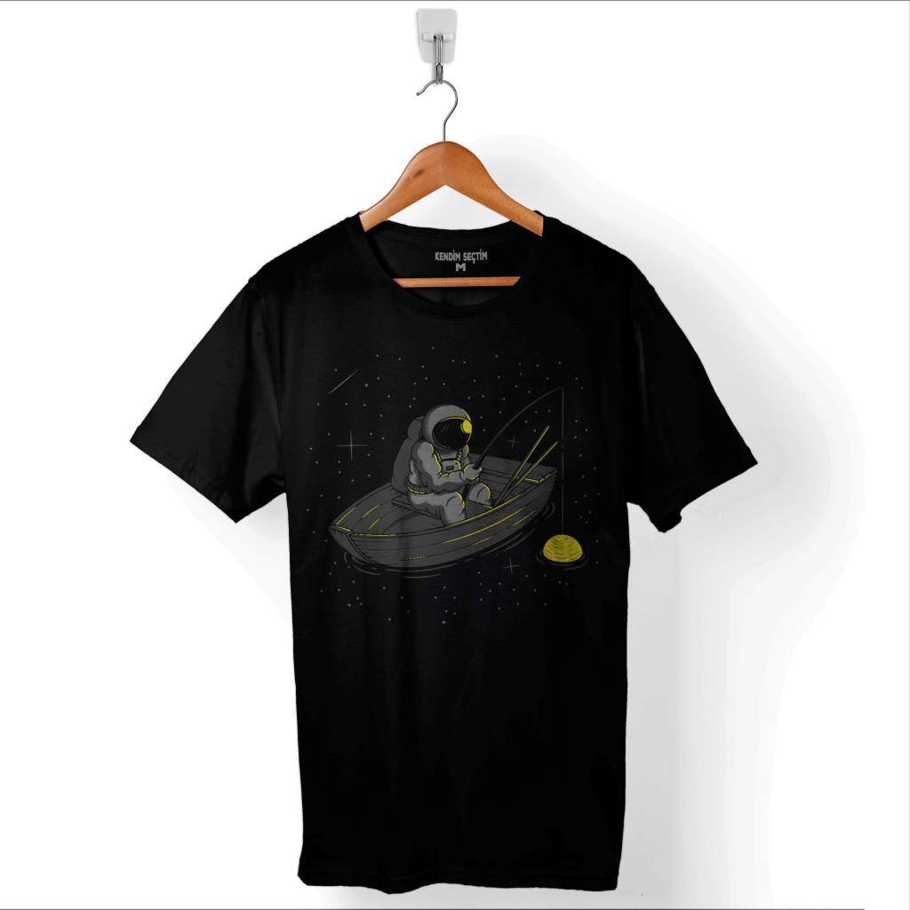 Astronot Sandal Olta Deniz Uzay Cosmos Galaksi Baskılı Tişört Unisex T-Shirt - 1
