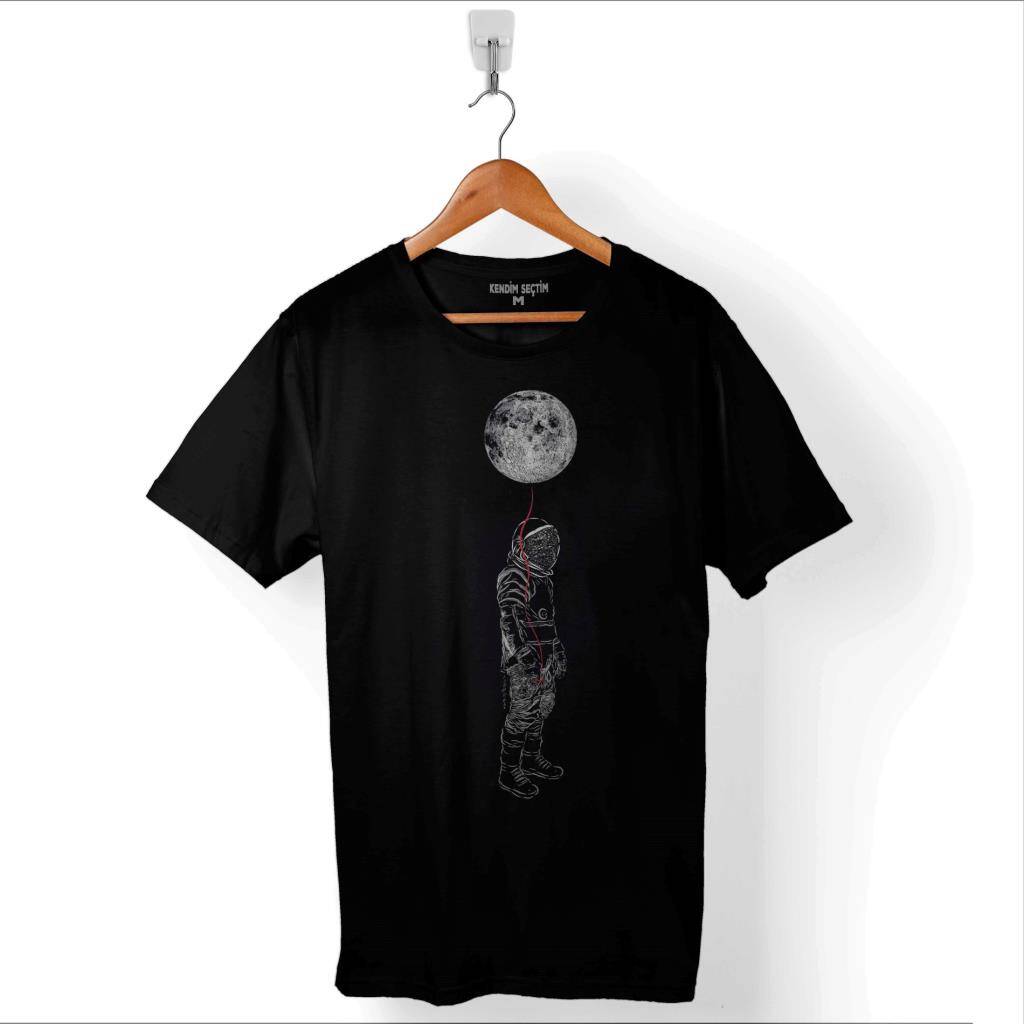 Astronot Uzay Cosmos Ay Dünya Gezegen Galaksi Baskılı Tişört Unisex T-Shirt - 1