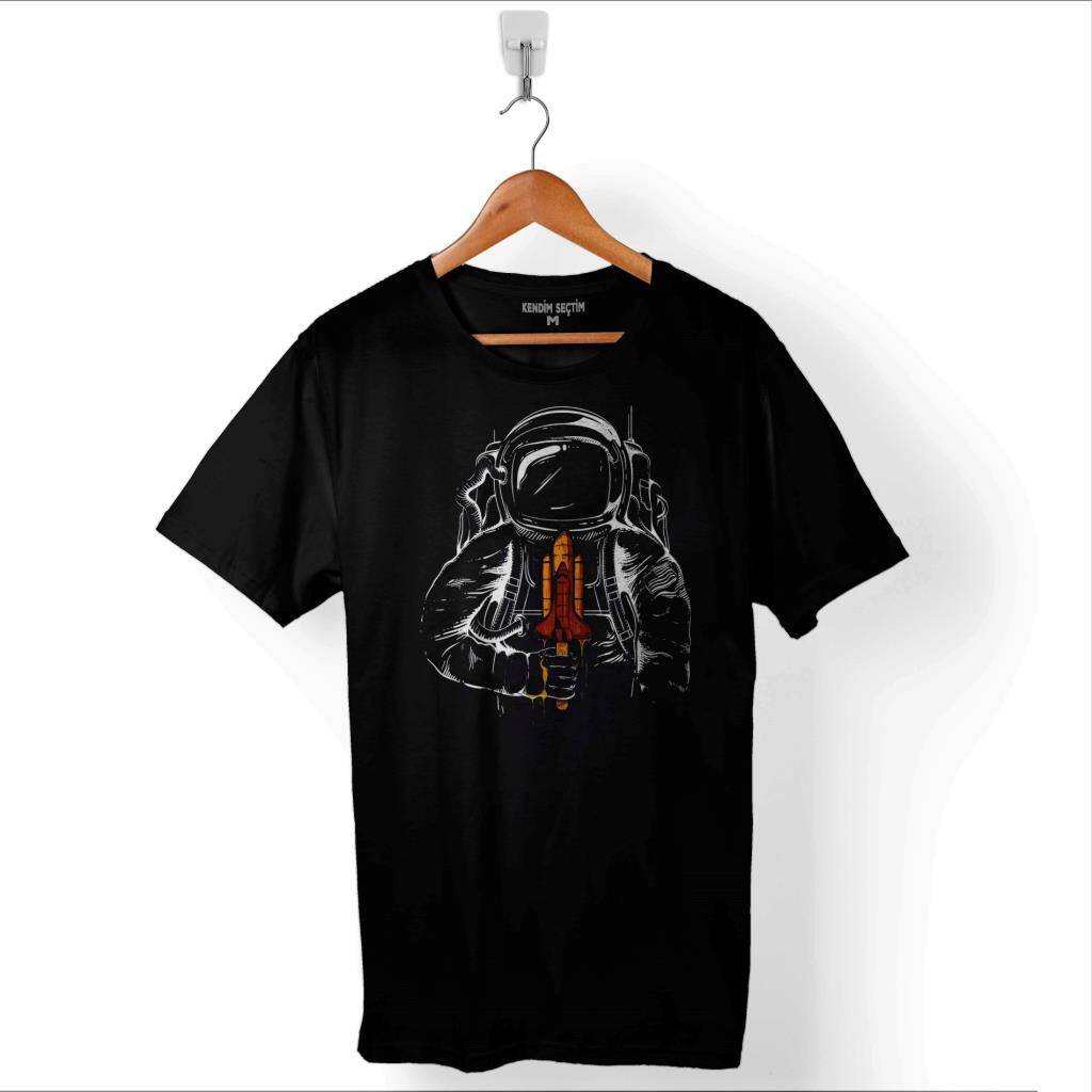 Astronot Uzay Cosmos Space Galaksi Gezegen Baskılı Tişört Unisex T-Shirt - 1