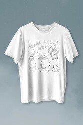 Astronot Uzay Mekiği Space Cosmos Baskılı Tişört Unisex T-shirt - 1