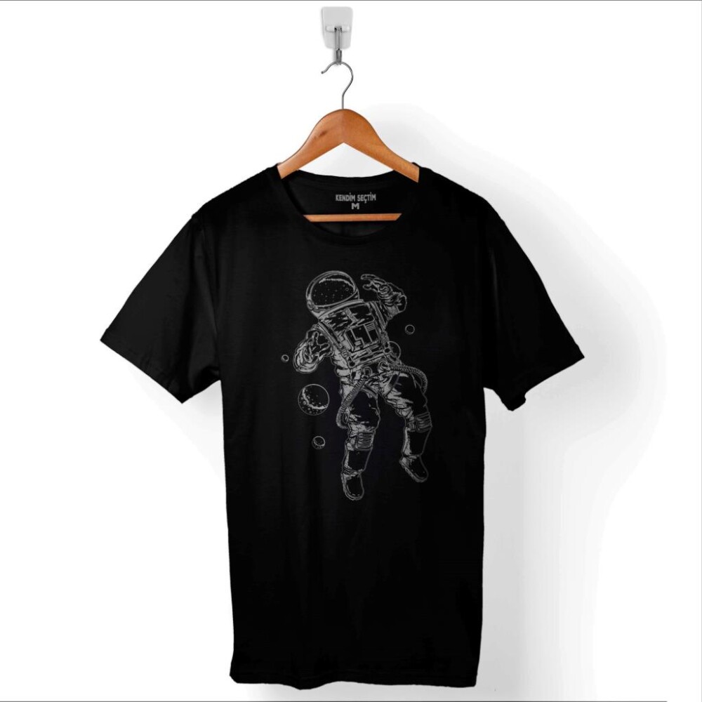 Astronot Uzay Space Cosmos Galaksi Gezegen Baskılı Tişört Unisex T-Shirt - 1