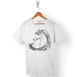 AT SİLÜET FOTOĞRAFI HORSE HORSES RIDING HEART BEAT ERKEK TİŞÖRT - 1