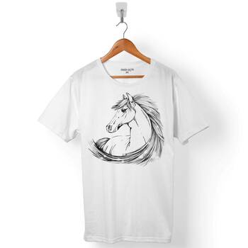 AT SİLÜET FOTOĞRAFI HORSE HORSES RIDING HEART BEAT ERKEK TİŞÖRT - 1