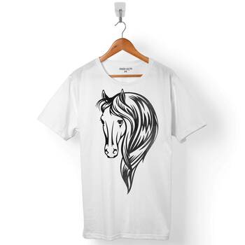 AT SİLÜET FOTOĞRAFI HORSE HORSES RIDING HEART BEAT ERKEK TİŞÖRT - 1