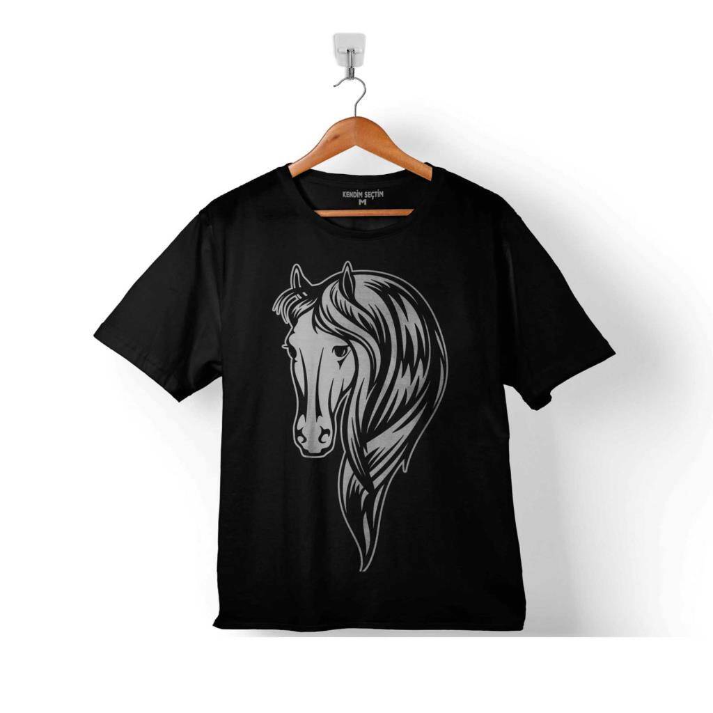 AT SİLÜET FOTOĞRAFI HORSE HORSES RIDING HEART ÇOCUK TİŞÖRT - 1