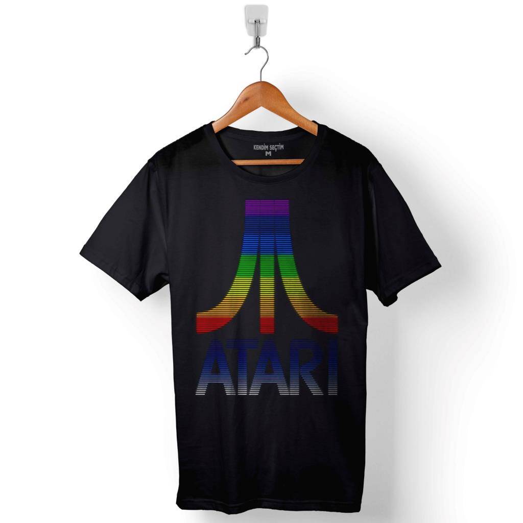 Atarı Ateri Nostalji Oyun Logo Baskılı Tişört Unisex T-Shirt - 1
