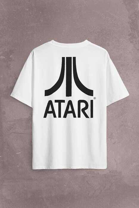 Atarı Ateri Nostalji Oyun Logo Sırt Ön Baskılı Oversize Tişört Unisex T-Shirt - 2