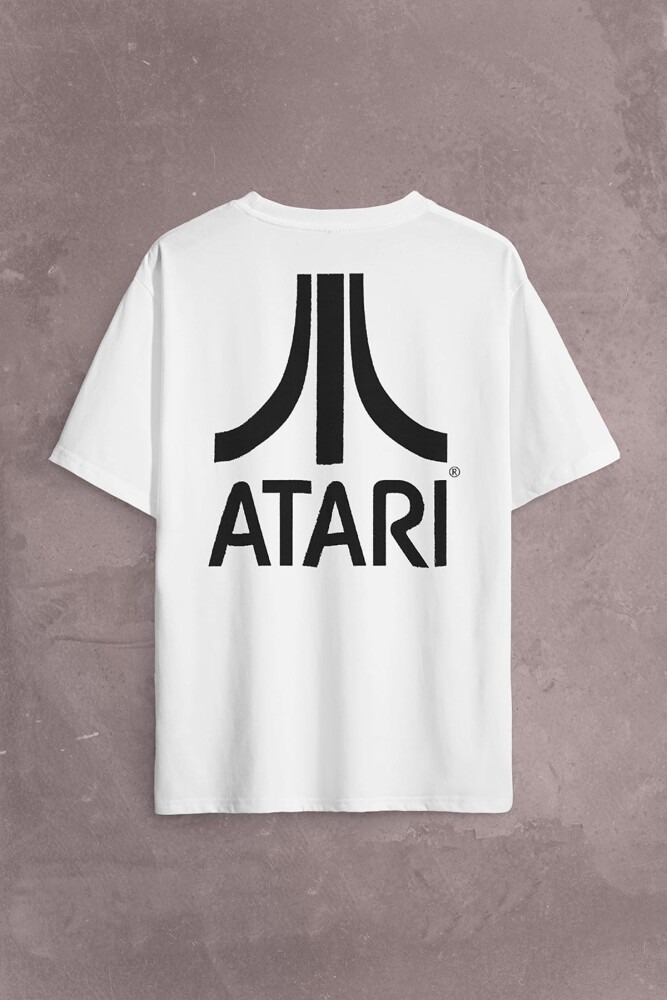 Atarı Ateri Nostalji Oyun Logo Sırt Ön Baskılı Oversize Tişört Unisex T-Shirt - 2