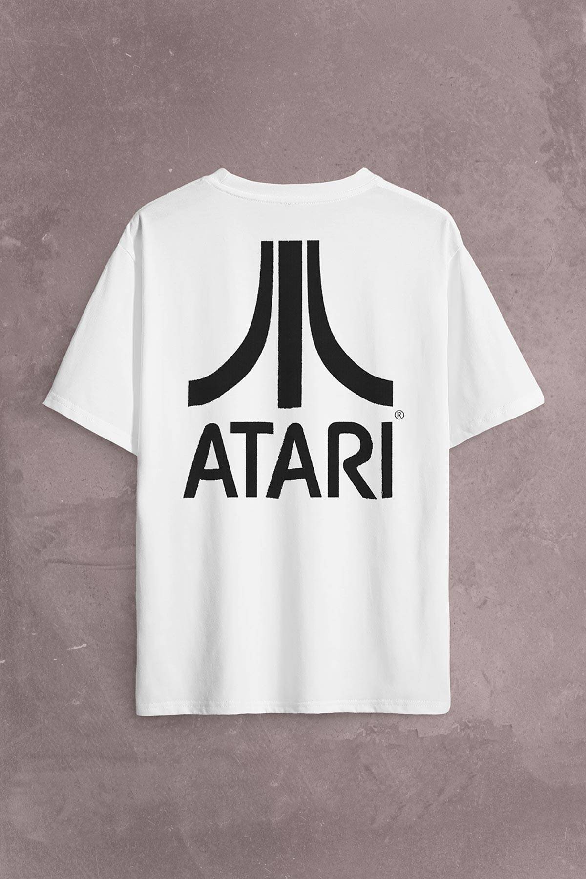 Atarı Ateri Nostalji Oyun Logo Sırt Ön Baskılı Oversize Tişört Unisex T-Shirt - 2