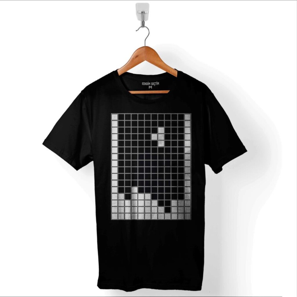 Atari Ateri Tetris Nostaljik Oyun Beyaz Baskılı Tişört Unisex T-Shirt - 1
