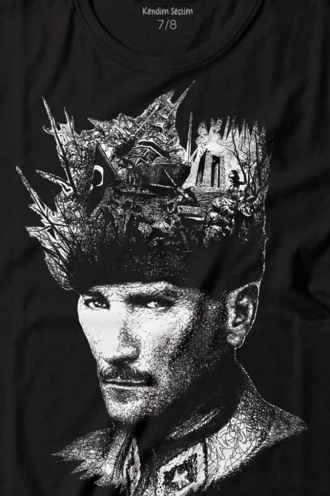 Atatürk Çanakkale Silüet Tipografi Mustafa Kemal Cumhuriyet Baskılı Tişört Çocuk T-shirt - 2