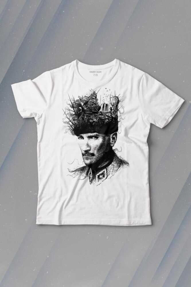 Atatürk Çanakkale Silüet Tipografi Mustafa Kemal Cumhuriyet Baskılı Tişört Çocuk T-shirt - 1