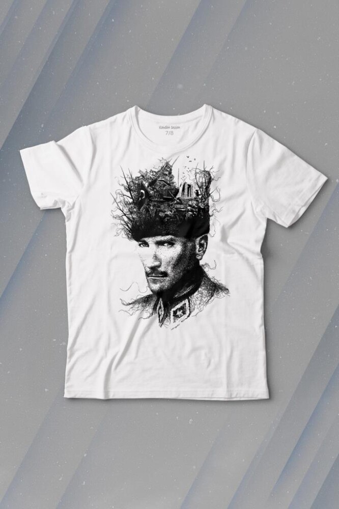 Atatürk Çanakkale Silüet Tipografi Mustafa Kemal Cumhuriyet Baskılı Tişört Çocuk T-shirt - KENDİM SEÇTİM