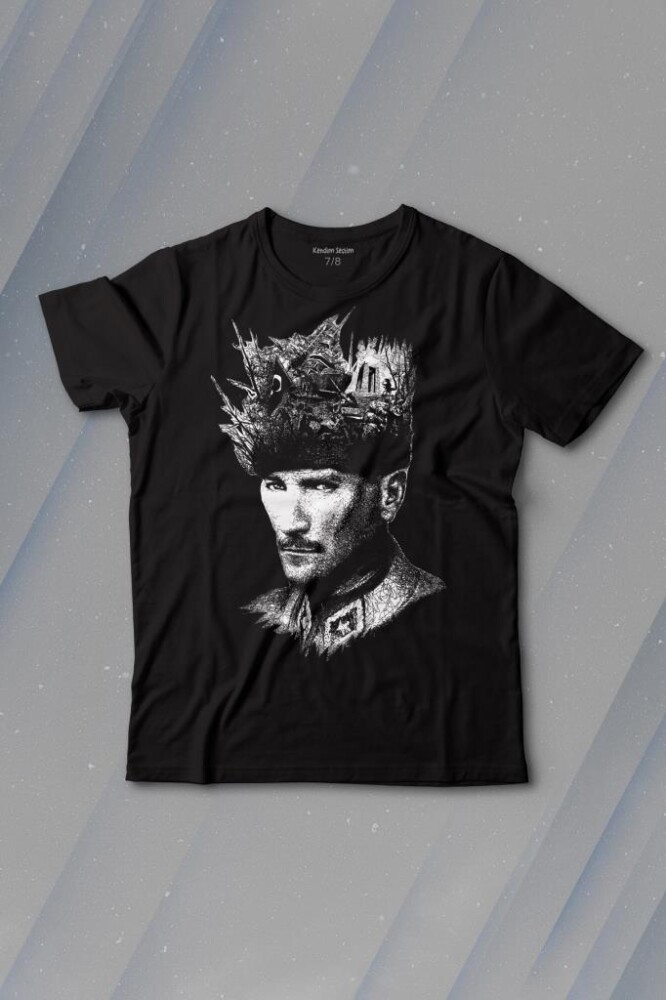 Atatürk Çanakkale Silüet Tipografi Mustafa Kemal Cumhuriyet Baskılı Tişört Çocuk T-shirt - 1