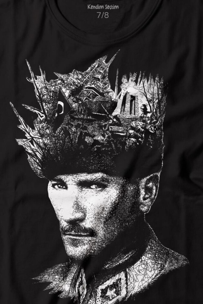 Atatürk Çanakkale Silüet Tipografi Mustafa Kemal Cumhuriyet Baskılı Tişört Çocuk T-shirt - 2