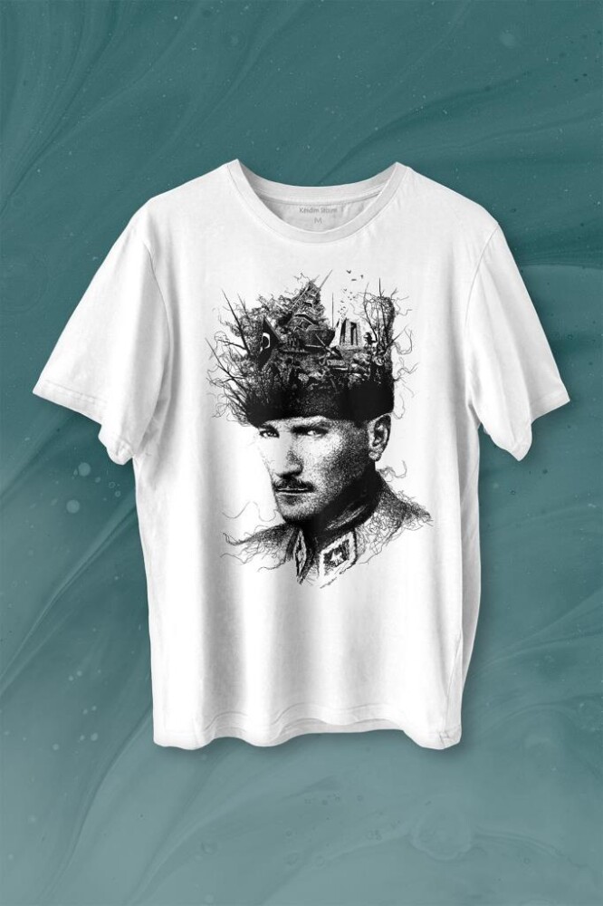 Atatürk Çanakkale Silüet Tipografi Mustafa Kemal Cumhuriyet Baskılı Tişört Unisex T-shirt - KENDİM SEÇTİM