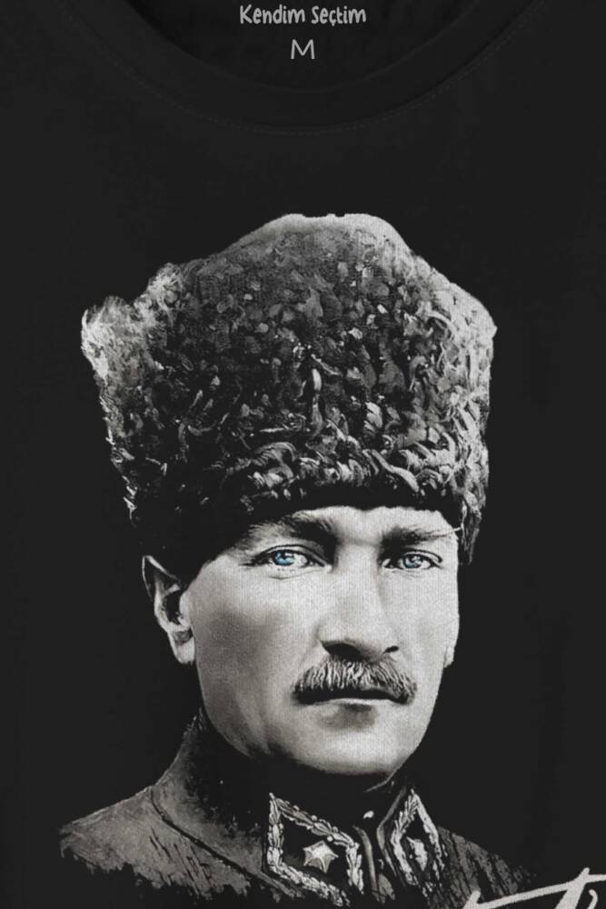Atatürk Gazi Mustafa Kemal Kalpaklı Baskılı Tişört Unisex T-shirt - 2