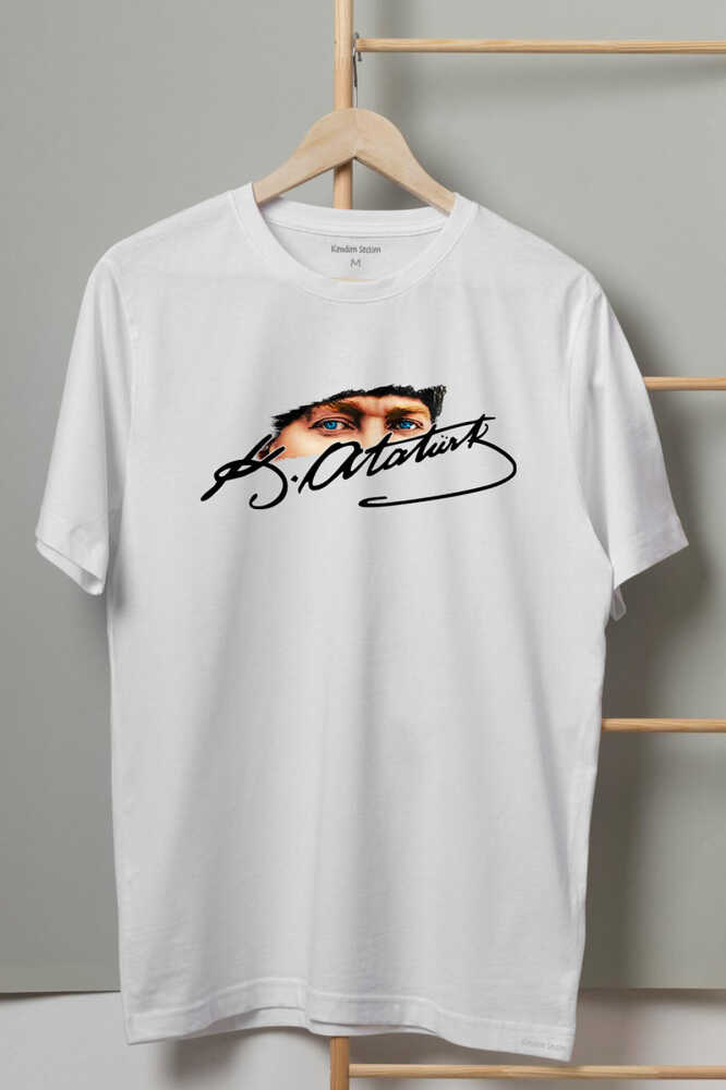Atatürk İmzası Gazi Mustafa Kemal İmzalı Baskılı Tişört Unisex T-shirt - 1