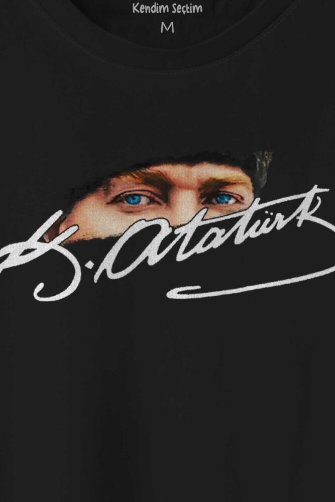 Atatürk İmzası Gazi Mustafa Kemal İmzalı Baskılı Tişört Unisex T-shirt - 2