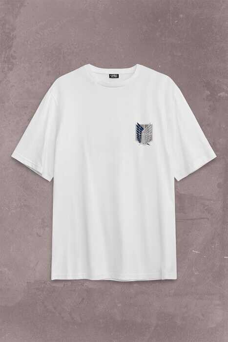 Attack On Titan Regiments Scout Symbol Sırt Ön Baskılı Oversize Tişört Unisex T-Shirt - 1