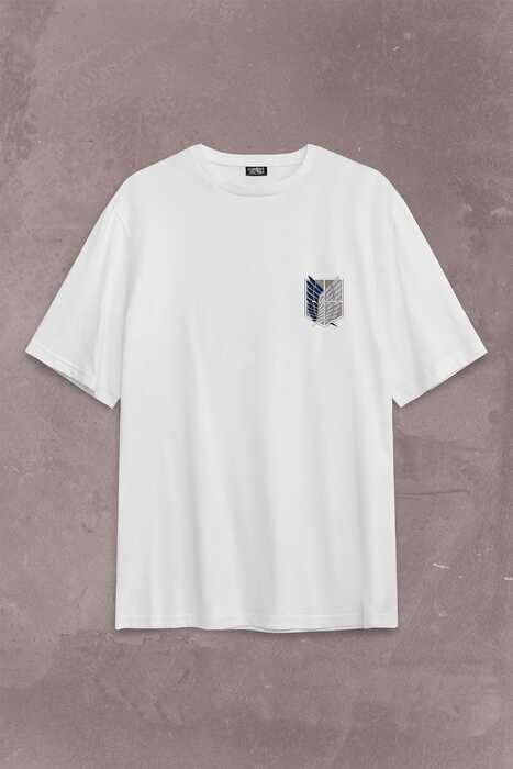 Attack On Titan Regiments Scout Symbol Sırt Ön Baskılı Oversize Tişört Unisex T-Shirt - 1