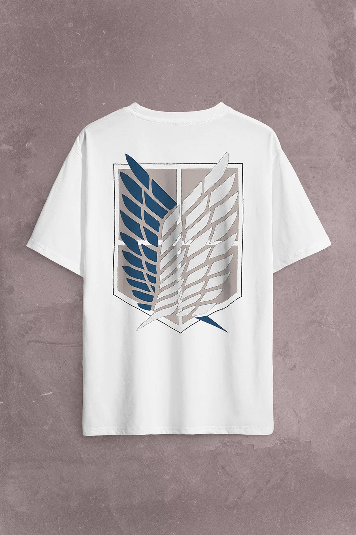 Attack On Titan Regiments Scout Symbol Sırt Ön Baskılı Oversize Tişört Unisex T-Shirt - 2