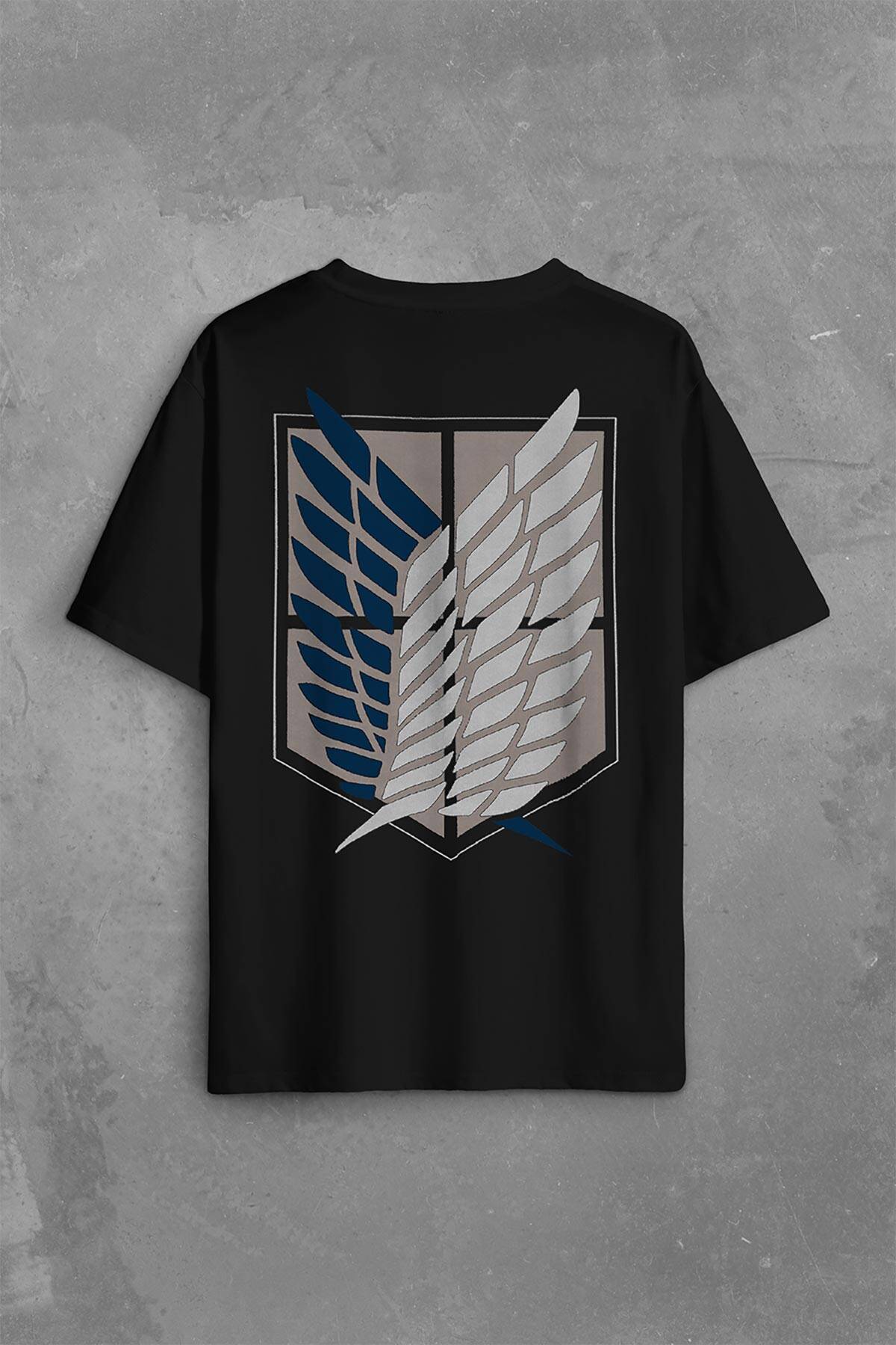 Attack On Titan Regiments Scout Symbol Sırt Ön Baskılı Oversize Tişört Unisex T-Shirt - 2