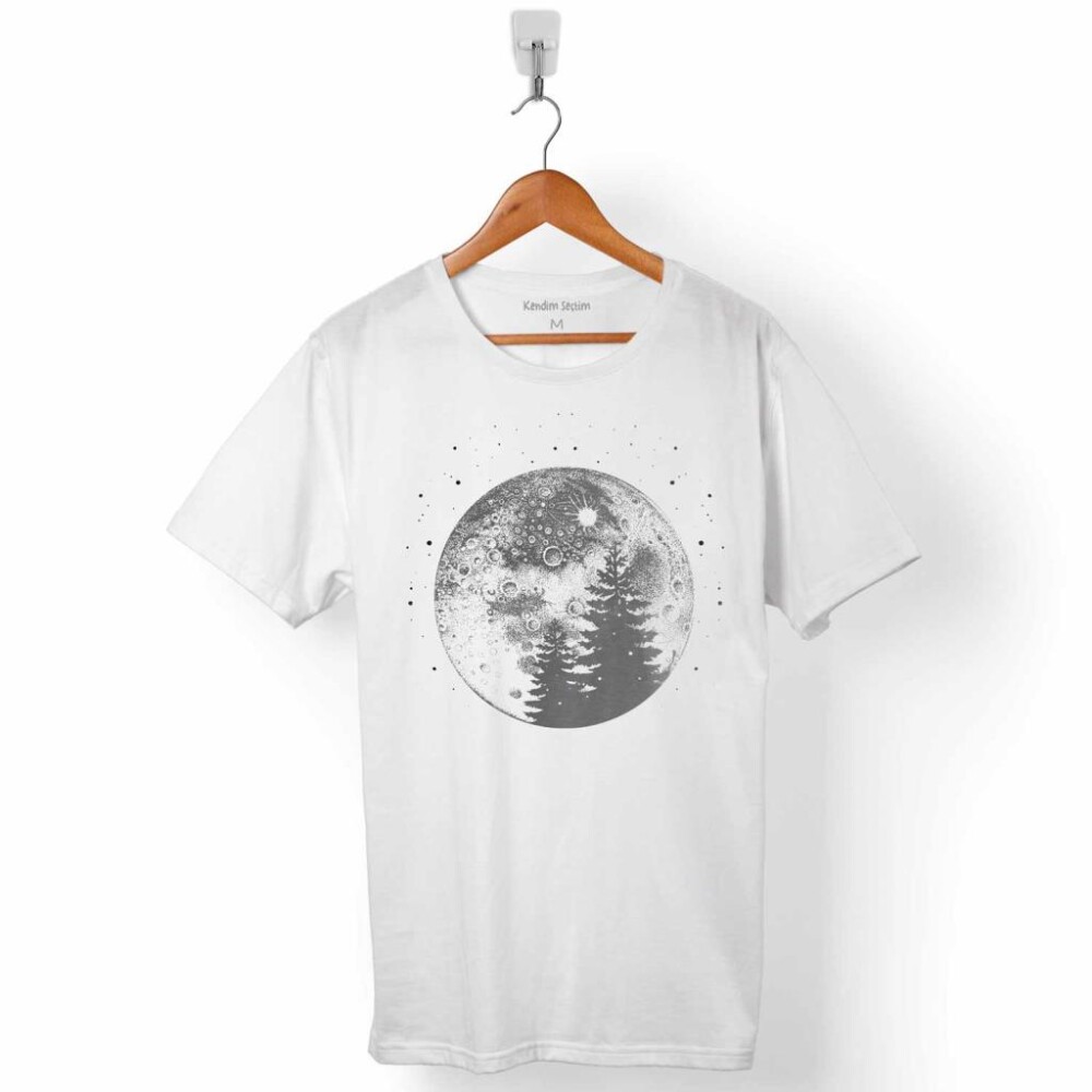 AY IŞIĞI KRATERİ MOON AĞAÇ COSMOS EVREN ERKEK TİŞÖRT - KENDİM SEÇTİM