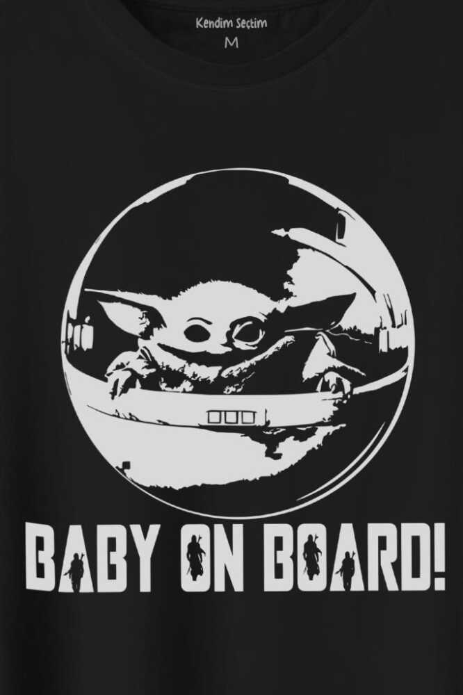 Baby On Board Yoda Star Wars Bebek Mandalorian Jedi Baskılı Tişört Unisex T-Shirt - 2